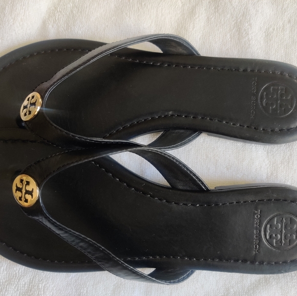 tory burch black leather sandals